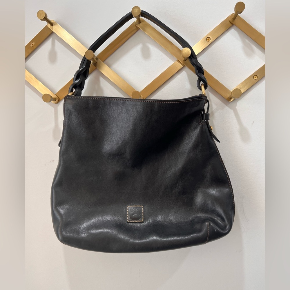 Black Leather Dooney & Bourke bucket bag